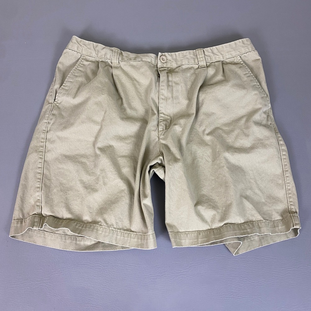 Merona Chino Shorts Men's Size 38 Khaki Tan Beige Pleated Cotton Casual Summer